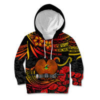 PNG Remembrance Day Kid Hoodie Polynesian Tribal and Poppy LT9 Hoodie Red - Polynesian Pride