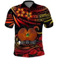 PNG Remembrance Day Polo Shirt Polynesian Tribal and Poppy LT9 Red - Polynesian Pride
