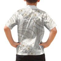 Tokelau Gardenia Thunbergia Family Matching Long Sleeve Bodycon Dress and Hawaiian Shirt Black Polynesian Art Vibe