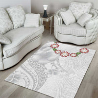 Manuia le Aso Sa o Tamaiti Tonga Area Rug White Sunday Heilala Lei