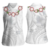 Manuia le Aso Sa o Tamaiti Tonga Women Sleeveless Polo Shirt White Sunday Heilala Lei