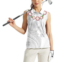 Manuia le Aso Sa o Tamaiti Tonga Women Sleeveless Polo Shirt White Sunday Heilala Lei