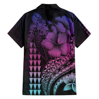 Hawaiian Sea Turtle Family Matching Tank Maxi Dress and Hawaiian Shirt Pink Hibiscus Flowers and Kakau Pattern