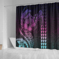 Hawaiian Sea Turtle Shower Curtain Pink Hibiscus Flowers and Kakau Pattern