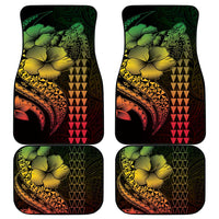 Hawaiian Sea Turtle Car Mats Reggae Hibiscus Flowers and Kakau Pattern