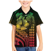 Hawaiian Sea Turtle Family Matching Mermaid Dress and Hawaiian Shirt Reggae Hibiscus Flowers and Kakau Pattern