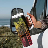 Hawaiian Sea Turtle Tumbler With Handle Reggae Hibiscus Flowers and Kakau Pattern LT9 - Polynesian Pride