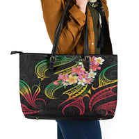 Kiribati Red Jasmine Mango Leather Tote Bag Reggae Polynesian Art Vibe LT9 - Polynesian Pride