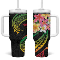 Kiribati Red Jasmine Mango Tumbler With Handle Reggae Polynesian Art Vibe LT9 One Size: 40 oz Reggae - Polynesian Pride