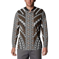 Brown Tongan Polynesian Tribal Button Sweatshirt LT9 - Polynesian Pride