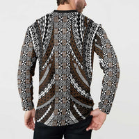 Brown Tongan Polynesian Tribal Button Sweatshirt LT9 - Polynesian Pride