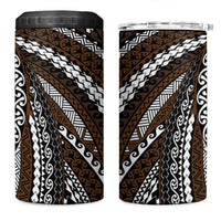 Brown Tongan Polynesian Tribal 4 in 1 Can Cooler Tumbler LT9 One Size: 16 oz Brown - Polynesian Pride