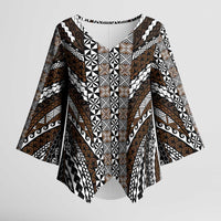Brown Tongan Polynesian Tribal Kimono Sleeve Blouse LT9 Female Brown - Polynesian Pride