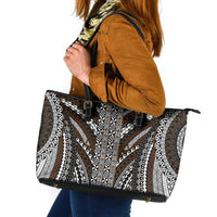 Brown Tongan Polynesian Tribal Leather Tote Bag LT9 Brown - Polynesian Pride