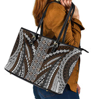 Brown Tongan Polynesian Tribal Leather Tote Bag LT9 - Polynesian Pride