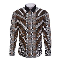 Brown Tongan Polynesian Tribal Long Sleeve Button Shirt LT9 Unisex Brown - Polynesian Pride