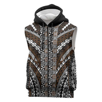 Brown Tongan Polynesian Tribal Sleeveless Zip Hoodie LT9 Brown - Polynesian Pride