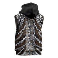 Brown Tongan Polynesian Tribal Sleeveless Zip Hoodie LT9 - Polynesian Pride