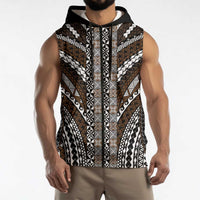 Brown Tongan Polynesian Tribal Sleeveless Zip Hoodie LT9 - Polynesian Pride