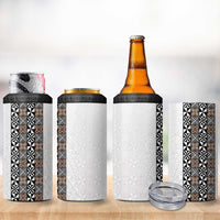 Light Gray Tongan Polynesian Tribal 4 in 1 Can Cooler Tumbler LT9 - Polynesian Pride