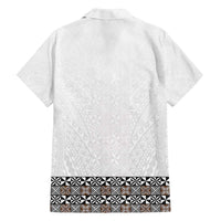 Light Gray Tongan Polynesian Tribal Family Matching Off The Shoulder Long Sleeve Dress and Hawaiian Shirt - Polynesian Pride