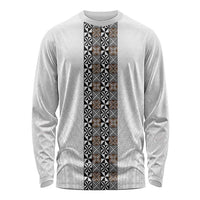 Light Gray Tongan Polynesian Tribal Long Sleeve Shirt LT9 Unisex White - Polynesian Pride
