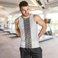 Light Gray Tongan Polynesian Tribal Men Tank Top LT9 White - Polynesian Pride