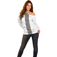 Light Gray Tongan Polynesian Tribal Off Shoulder Sweater - Polynesian Pride