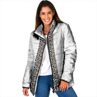 Light Gray Tongan Polynesian Tribal Padded Jacket LT9 Women White - Polynesian Pride