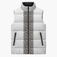 Light Gray Tongan Polynesian Tribal Sleeveless Puffer Jacket LT9 Unisex White - Polynesian Pride