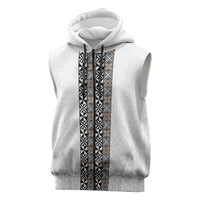 Light Gray Tongan Polynesian Tribal Sleeveless Zip Hoodie LT9 White - Polynesian Pride