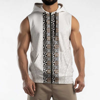 Light Gray Tongan Polynesian Tribal Sleeveless Zip Hoodie LT9 - Polynesian Pride