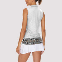 Light Gray Tongan Polynesian Tribal Women Sleeveless Polo Shirt LT9 - Polynesian Pride