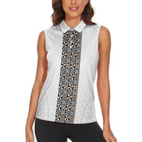 Light Gray Tongan Polynesian Tribal Women Sleeveless Polo Shirt LT9 - Polynesian Pride