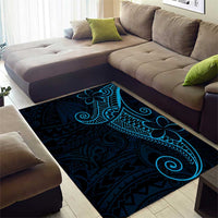 Black Blue Polynesian Tribal Area Rug - Polynesian Pride