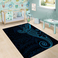 Black Blue Polynesian Tribal Area Rug - Polynesian Pride