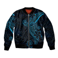 Black Blue Polynesian Tribal Bomber Jacket - Polynesian Pride