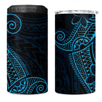 Black Blue Polynesian Tribal 4 in 1 Can Cooler Tumbler LT9 One Size: 16 oz Blue - Polynesian Pride