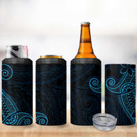 Black Blue Polynesian Tribal 4 in 1 Can Cooler Tumbler LT9 - Polynesian Pride