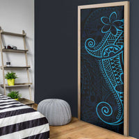 Black Blue Polynesian Tribal Door Cover LT9 - Polynesian Pride