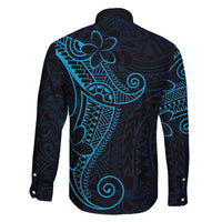 Black Blue Polynesian Tribal Family Matching Off Shoulder Maxi Dress and Hawaiian Shirt - Polynesian Pride