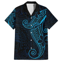 Black Blue Polynesian Tribal Family Matching Puletasi and Hawaiian Shirt LT9 Dad's Shirt - Short Sleeve Blue - Polynesian Pride