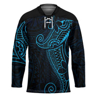 Black Blue Polynesian Tribal Hockey Jersey LT9 Unisex Blue - Polynesian Pride
