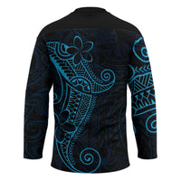 Black Blue Polynesian Tribal Hockey Jersey LT9 - Polynesian Pride