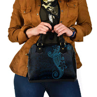 Black Blue Polynesian Tribal Shoulder Handbag - Polynesian Pride