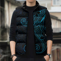 Black Blue Polynesian Tribal Sleeveless Puffer Jacket LT9 - Polynesian Pride