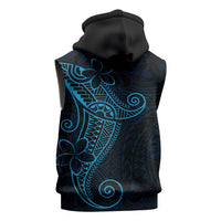 Black Blue Polynesian Tribal Sleeveless Zip Hoodie LT9 - Polynesian Pride