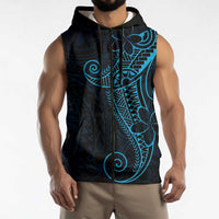 Black Blue Polynesian Tribal Sleeveless Zip Hoodie LT9 - Polynesian Pride