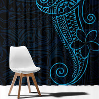 Black Blue Polynesian Tribal Window Curtain - Polynesian Pride
