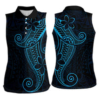 Black Blue Polynesian Tribal Women Sleeveless Polo Shirt LT9 - Polynesian Pride